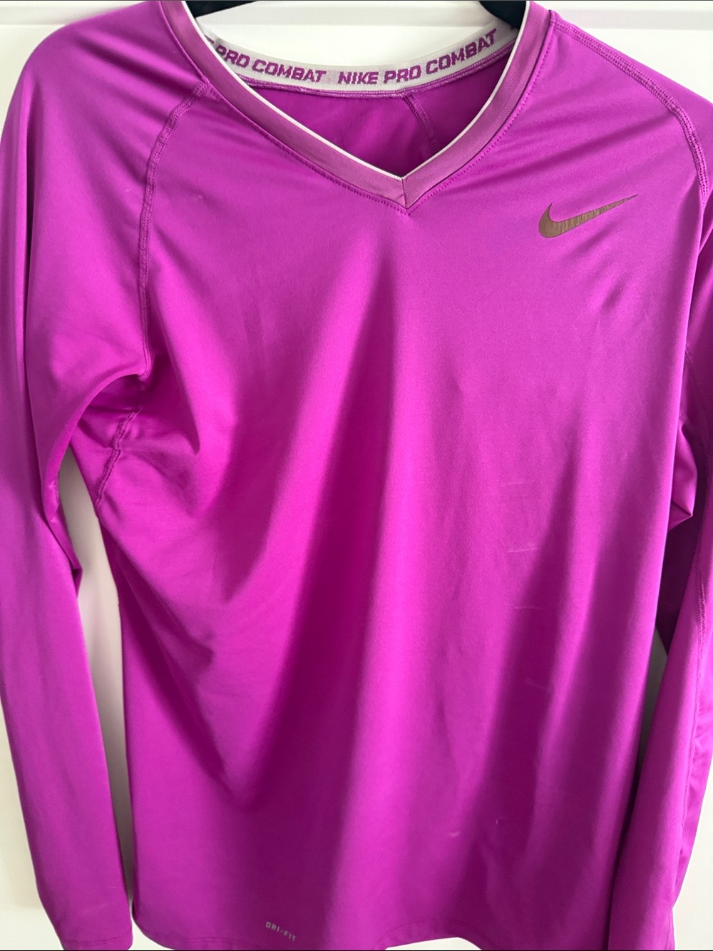 Nike Long Sleeve V-Neck Performance Top - Magenta